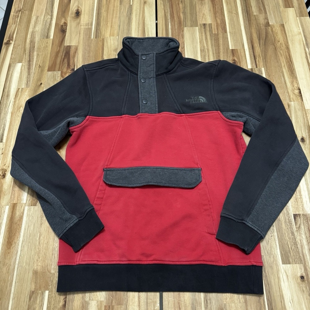 North Face Pullover Mens S Red Black Alphabet City 1/4 T Snap Fleece Outdoor‎